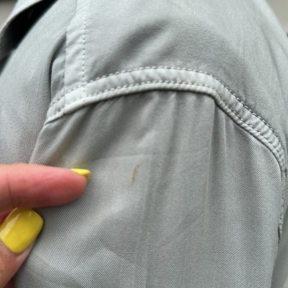 Calvin Klein Utility Roll Tab Sleeve Button Down Blouse - Tarragon Green - Picture 4 of 16